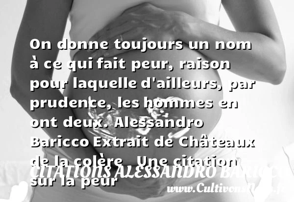 On donne toujours un nom à ce qui - Citations Alessandro Baricco - Citation colère