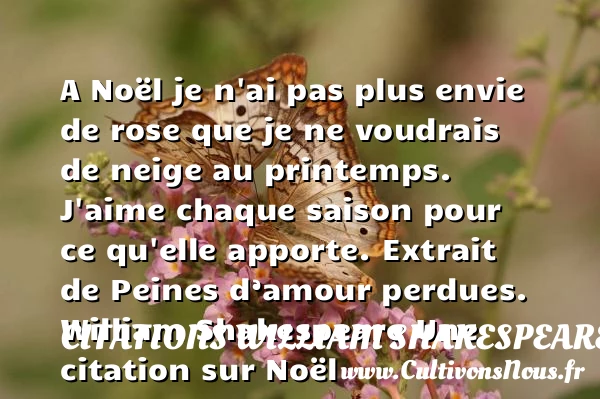 A Noël je n’ai pas plus envie de - Citations William Shakespeare - Citation Noël - Citation temps perdu