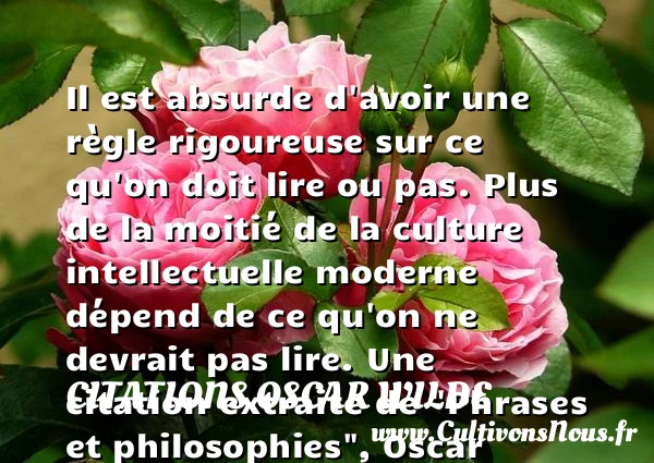 Il est absurde d’avoir une règle - Citations Oscar Wilde - Citation philosophie