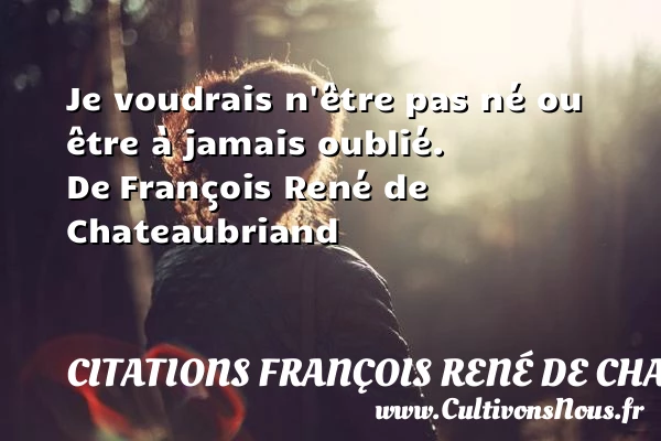 Je voudrais n’être pas né - Citations François René de Chateaubriand