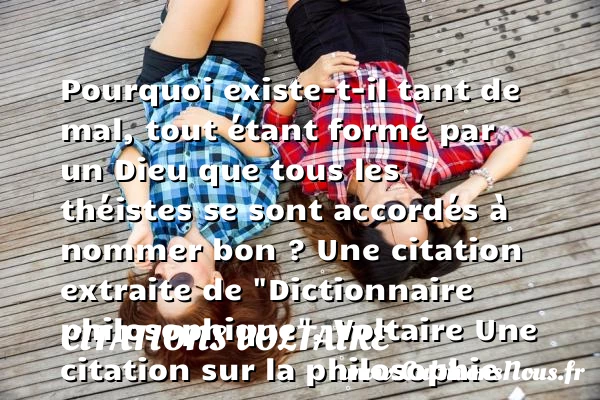 Pourquoi existe-t-il tant de mal, - Citations Voltaire - Citation philosophie