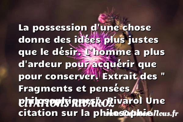 La possession d’une chose donne - Citations Rivarol - Citation philosophie