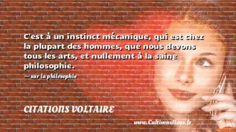 C est à un instinct mécanique, qui est chez la plupart des hommes, que nous devons tous les arts, et nullement à la saine philosophie. - sur la philosophie CITATIONS VOLTAIRE