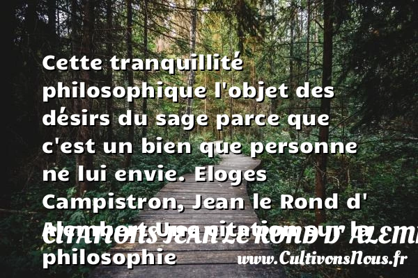 Cette tranquillité philosophique - Citations Jean le Rond d' Alembert - Citation philosophie