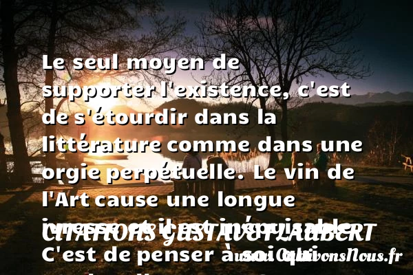 Le seul moyen de supporter - Citations Gustave Flaubert - Citations heureux
