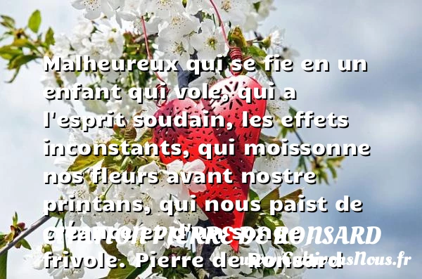 Malheureux qui se fie en un - Citation Pierre de Ronsard - Citations heureux