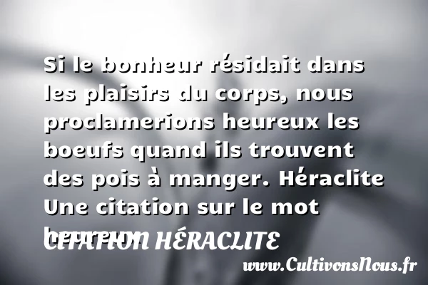 Si le bonheur résidait dans les - Citation Héraclite - Citations heureux