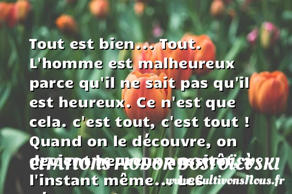 Tout est bien… Tout. L’homme - Citations Fiodor Dostoïevski - Citations heureux
