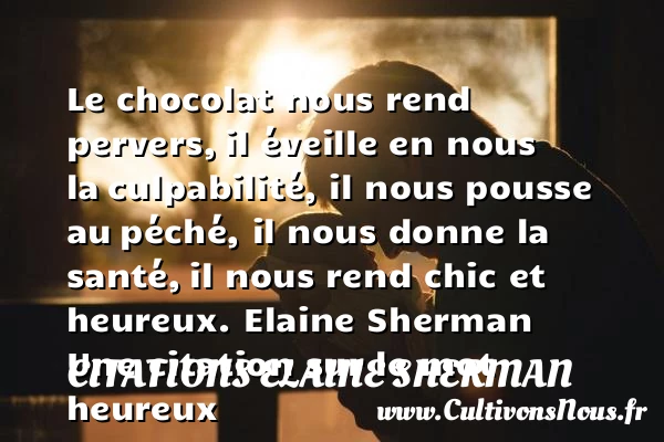 Le chocolat nous rend pervers, - Citations Elaine Sherman - Citations heureux