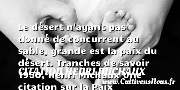 Le désert n’ayant pas donné de - Citation Henri Michaux - Citation paix