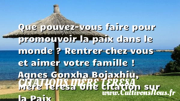 Que pouvez-vous faire pour - Citations Mère Teresa - Citation paix
