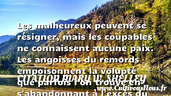 Les malheureux peuvent se - Citation Mary W. Shelley - Citation paix