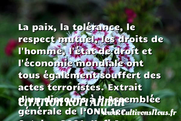 La paix, la tolérance, le - Citation Kofi Annan - Citation paix