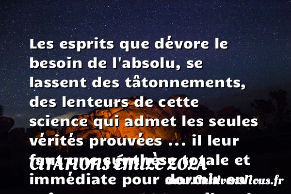 Les esprits que dévore le besoin - Citations Émile Zola - Citation paix