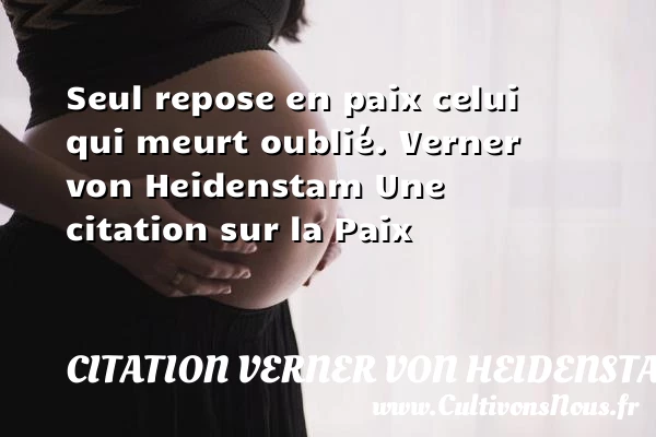 Seul repose en paix celui qui - Citation Verner von Heidenstam - Citation paix