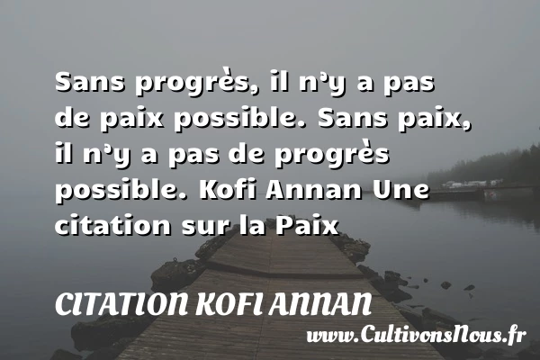 Sans progrès, il n’y a pas de - Citation Kofi Annan - Citation paix