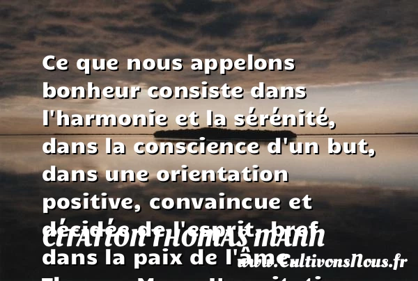 Ce que nous appelons bonheur - Citation Thomas Mann - Citation paix