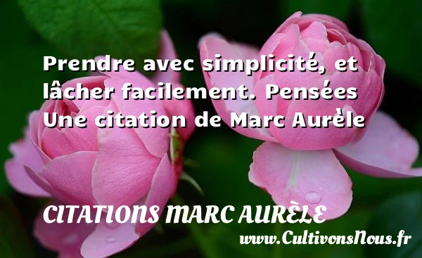 Prendre avec simplicité, et - Citations Marc Aurèle - Citation simplicité