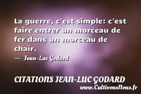 La guerre, c est simple: c est faire entrer un morceau de fer dans un morceau de chair. -   Jean-Luc Godard CITATIONS JEAN-LUC GODARD