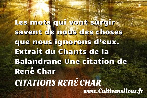 Les mots qui vont surgir savent de - Citations René Char - Citation vent