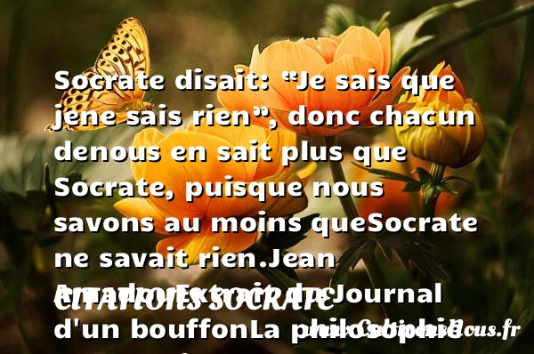 Socrate disait: “Je sais que je - Citations Socrate