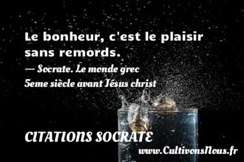 Le bonheur, c est le plaisir sans remords.   - Socrate. Le monde grec 5eme siècle avant Jésus christ CITATIONS SOCRATE