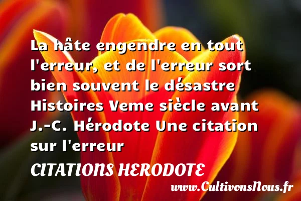 La hâte engendre en tout l’erreur, - Citations Herodote - Citation erreur