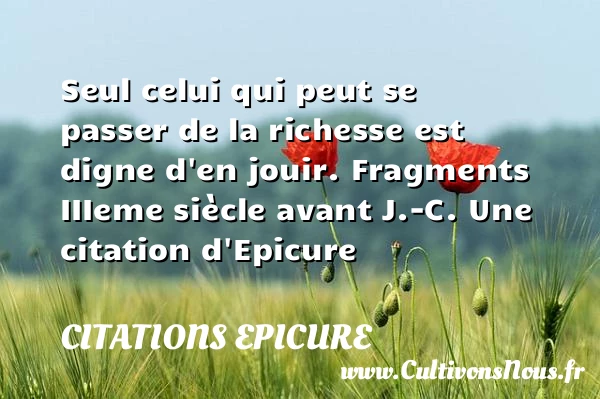 Seul celui qui peut se passer de - Citations Epicure - Citation richesse