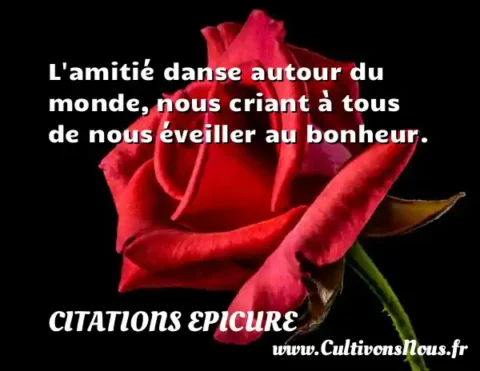 L amitié danse autour du monde, nous criant à tous de nous éveiller au bonheur. CITATIONS EPICURE
