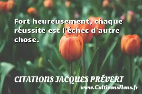 Fort heureusement, chaque réussite est l échec d autre chose. CITATIONS JACQUES PRÉVERT
