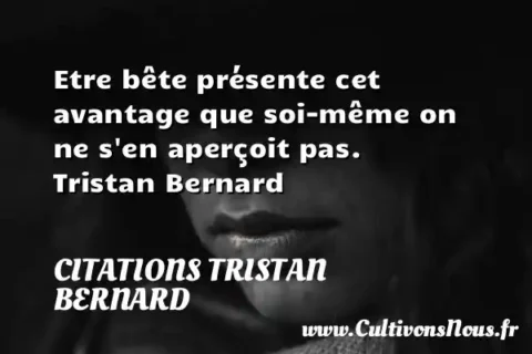 Etre bête présente cet avantage que soi-même on ne s en aperçoit pas.      Tristan Bernard CITATIONS TRISTAN BERNARD