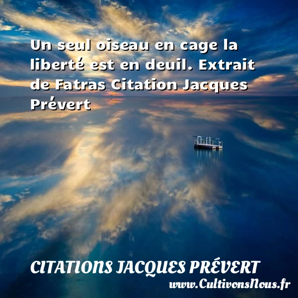 Un seul oiseau en cage - Citations Jacques Prévert
