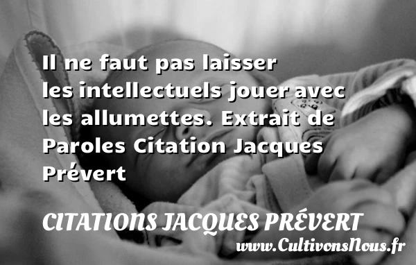 Il ne faut pas laisser les intellectuels - Citations Jacques Prévert - Citation sagesse