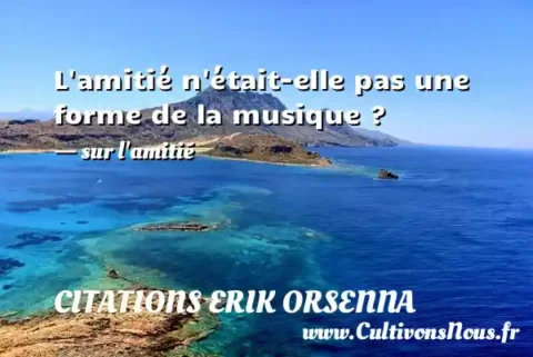 L amitié n était-elle pas une forme de la musique ?   - sur l amitié CITATIONS ERIK ORSENNA