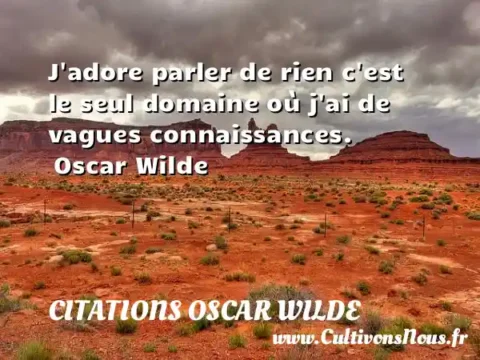 J adore parler de rien c est le seul domaine où j ai de vagues connaissances.  Oscar Wilde CITATIONS OSCAR WILDE