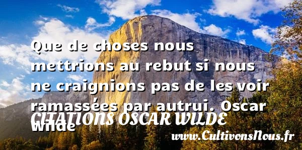 Que de choses nous mettrions au rebut - Citations Oscar Wilde