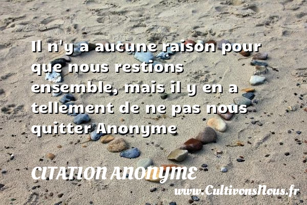 Il n’y a aucune raison pour que nous restions ensemble - Citation anonyme - Citation quitter