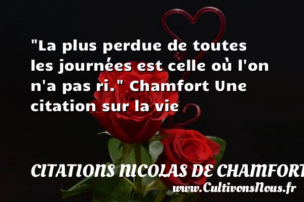 La plus perdue de toutes les journées - Citations Nicolas de Chamfort - Citation sur la vie