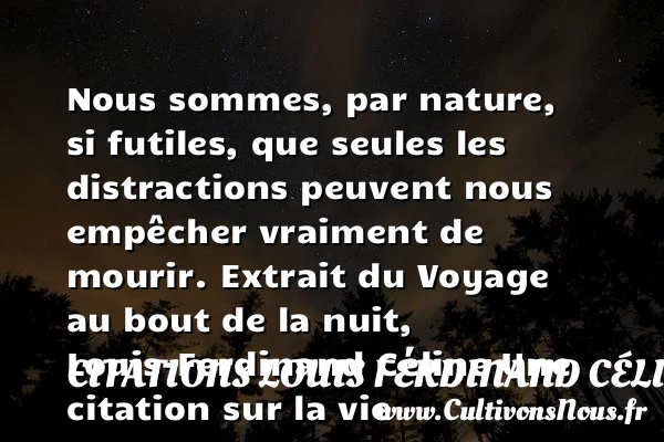 Nous sommes, par nature, si futiles - Citations Louis Ferdinand Céline - Citation futilité - Citation sur la vie