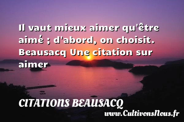 Il vaut mieux aimer qu’être aimé - Citations Beausacq - Citations aimer