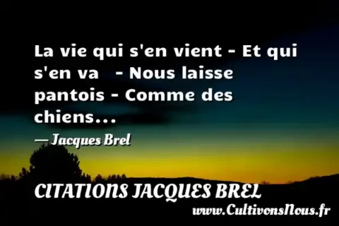La vie qui s en vient - Et qui s en va   - Nous laisse pantois - Comme des chiens...     - Jacques Brel CITATIONS JACQUES BREL