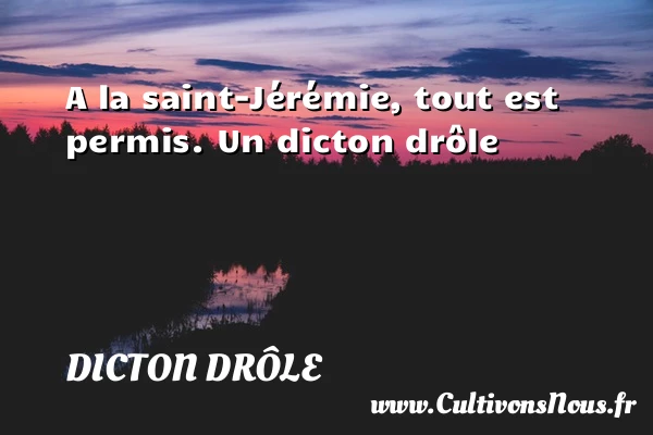 A la saint-Jérémie, tout est permis. - Dicton drôle