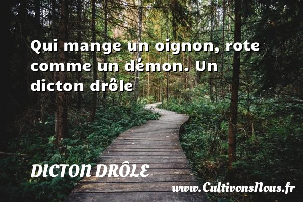 Qui mange un oignon, rote comme un démon. - Dicton drôle