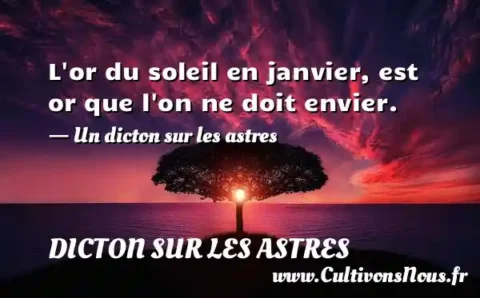 L or du soleil en janvier, est or que l on ne doit envier. - Un dicton sur les astres DICTON SUR LES ASTRES
