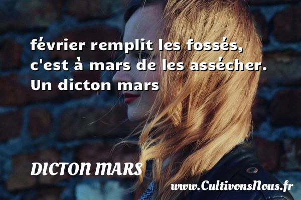 février remplit les fossés, c’est à mars de les - Dicton mars