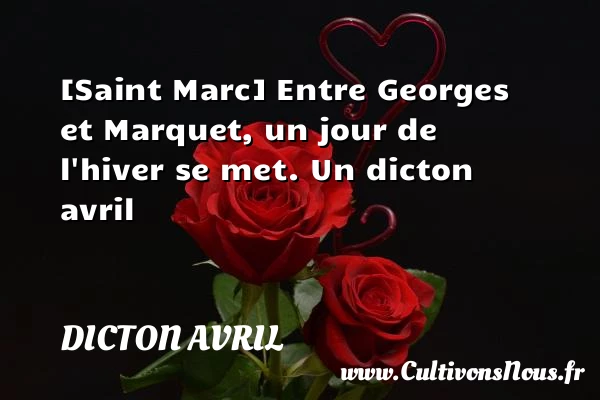 [Saint Marc] Entre Georges et Marquet, un jour de l’hiver - Dicton avril