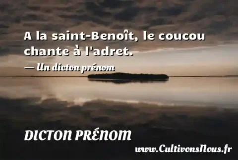 A la saint-Benoît, le coucou chante à l adret. - Un dicton prénom DICTON PRÉNOM