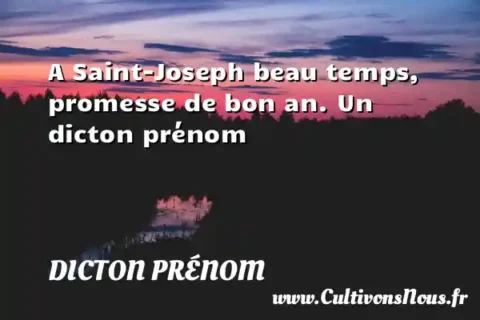 A Saint-Joseph beau temps, promesse de bon an. Un dicton prénom DICTON PRÉNOM