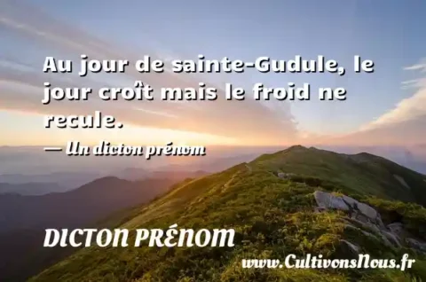 Au jour de sainte-Gudule, le jour croît mais le froid ne recule. - Un dicton prénom DICTON PRÉNOM