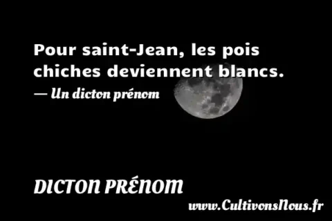 Pour saint-Jean, les pois chiches deviennent blancs. - Un dicton prénom DICTON PRÉNOM